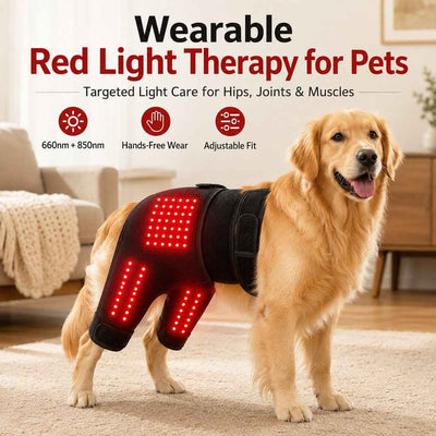 Paws in Awe Wearable Dog Red Light Therapy Wrap for At-Home Hip & Leg Care - Hands-Free 660nm + 850nm