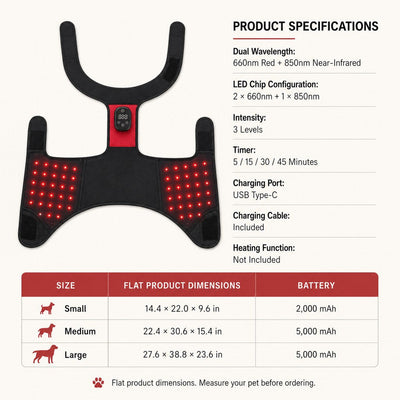 Komavic Dog Hip Light Wrap Red & Near-Infrared Care