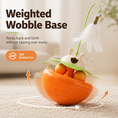 Komavic Wobble Cat Toy Treat Dispenser & Feather Teaser