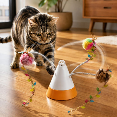 Komavic Rotating Cat Teaser Toy 360° Interactive Play