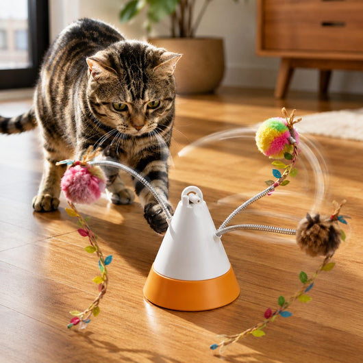 Komavic Rotating Cat Teaser Toy 360° Interactive Play