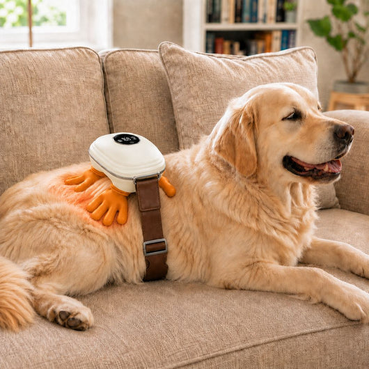 Komavic Hands-Free Dog Massager with Heat, Electric Calming Pet Kneading Therapy Harness, Rechargeable Cordless