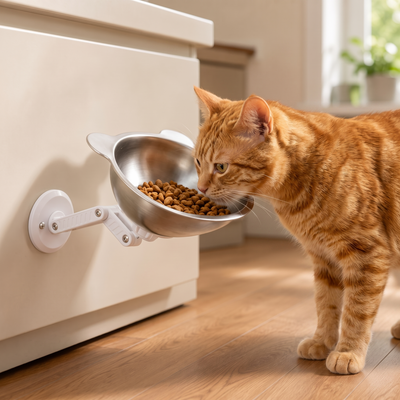 Adjustable Wall-Mounted Pet Bowl for Cats & Small Dogs