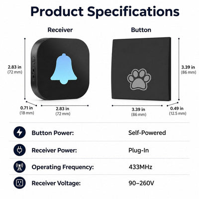 Komavic Wireless Dog Doorbell Potty Training Button