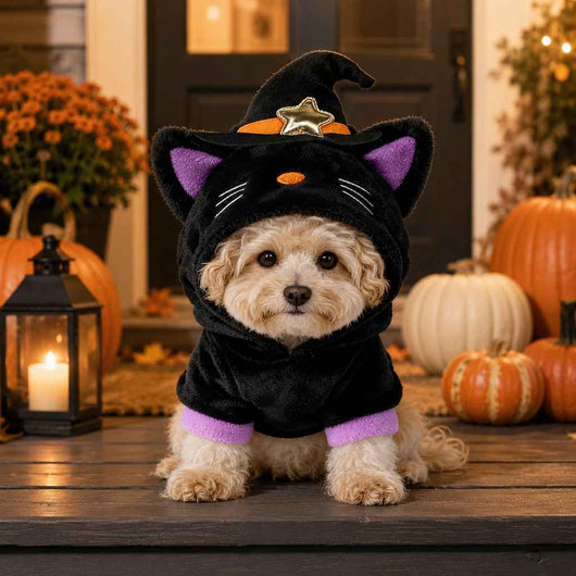 Paws in Awe Halloween Dog & Cat Costume Hoodie – One-Piece Spooky Outfit for Parties, Photos & Fall Fun