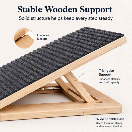 Paws in Awe Foldable Wooden Dog Stairs for Small Dogs - Non-Slip Pet Ramp for Sofa, Bed & Indoor Steps