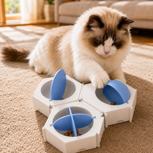 Modular Hexagon Cat Puzzle Feeder
