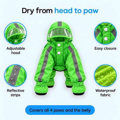 Komavic 4-Paw Dog Raincoat: Dry & Visible on Every Walk