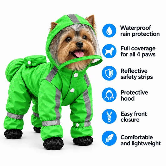 Komavic 4-Paw Dog Raincoat: Dry & Visible on Every Walk
