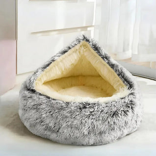 Komavic Plush Hooded Cocoon Pet Bed